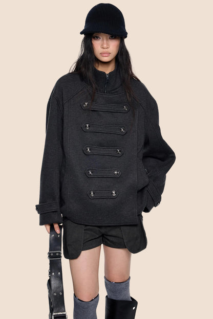 Silhouette Pleated Wool Coat