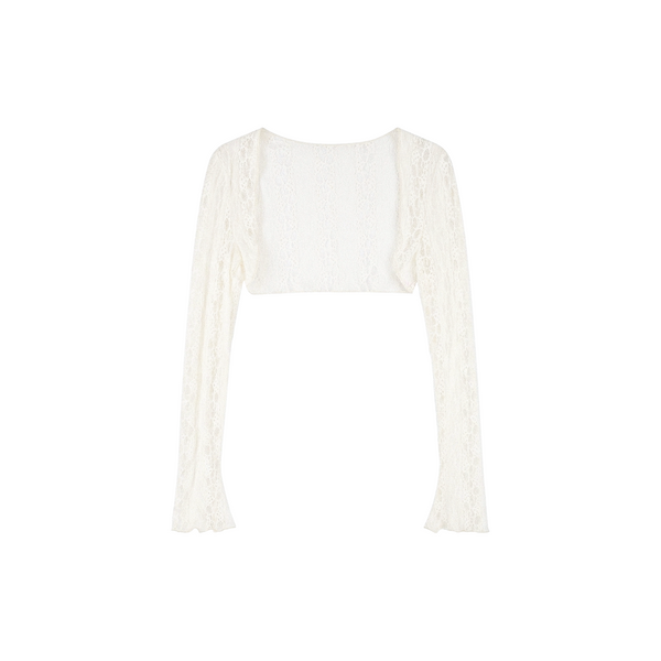 Spaghetti Strap Cross Knot Spliced Lace Dress and Cardigan Set-Up