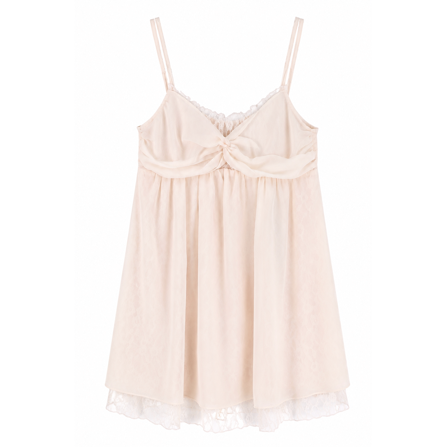 Spaghetti Strap Cross Knot Spliced Lace Dress and Cardigan Set-Up