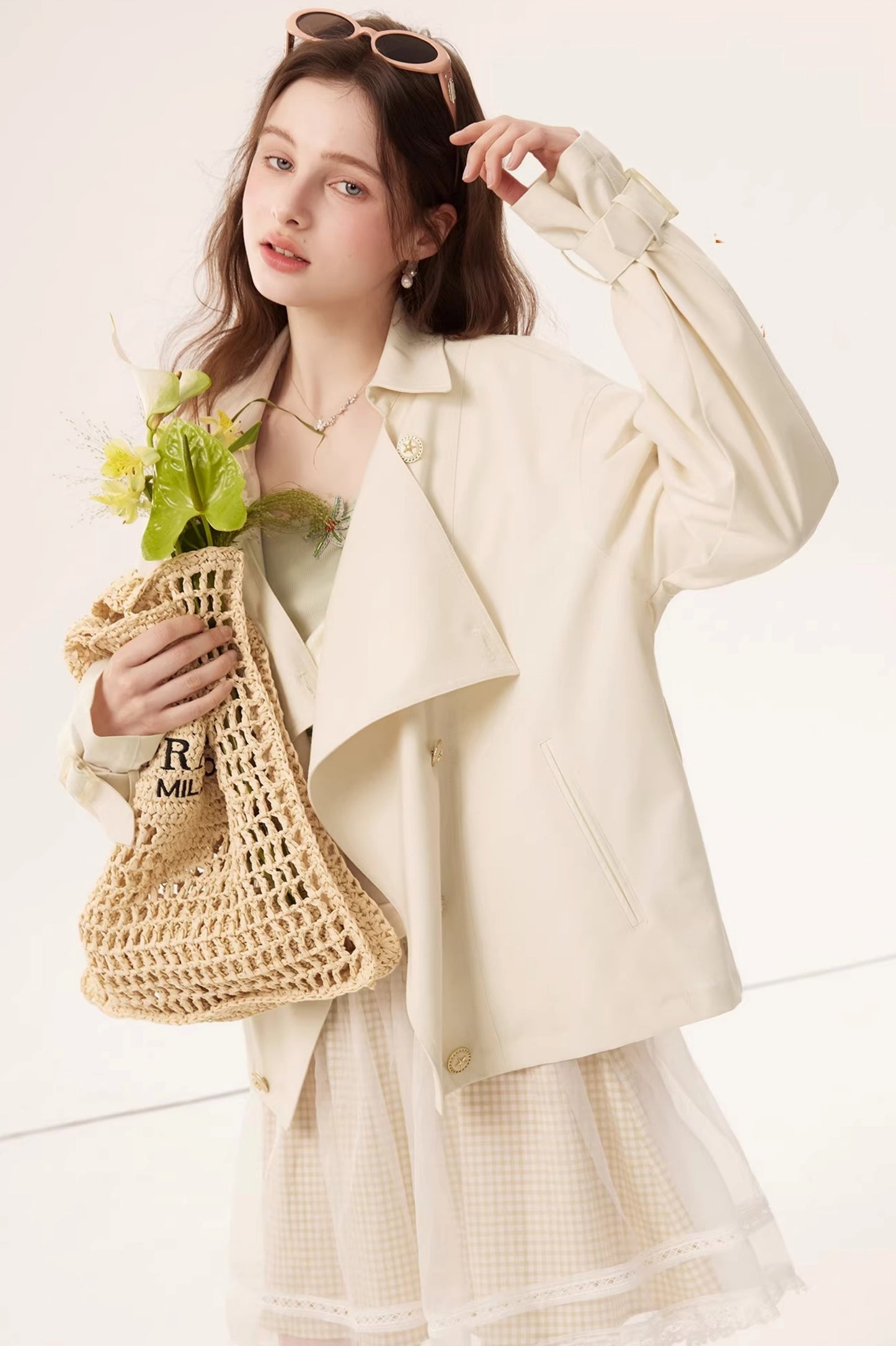 Short Double-Breasted Trench Coat