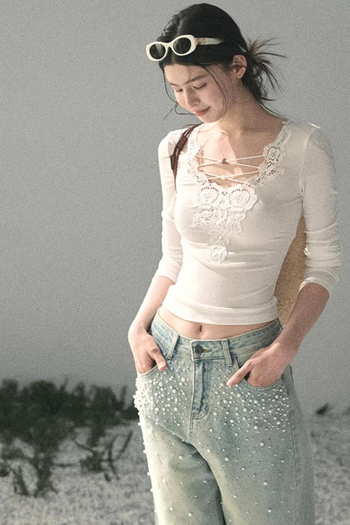 Lace V-Neck Summer Top