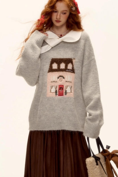 Jacquard Embroidered Wool Sweater