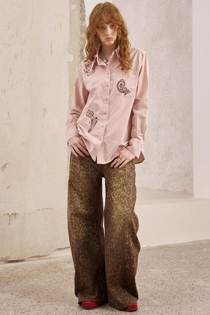 Leopard Split Wide Leg Pants