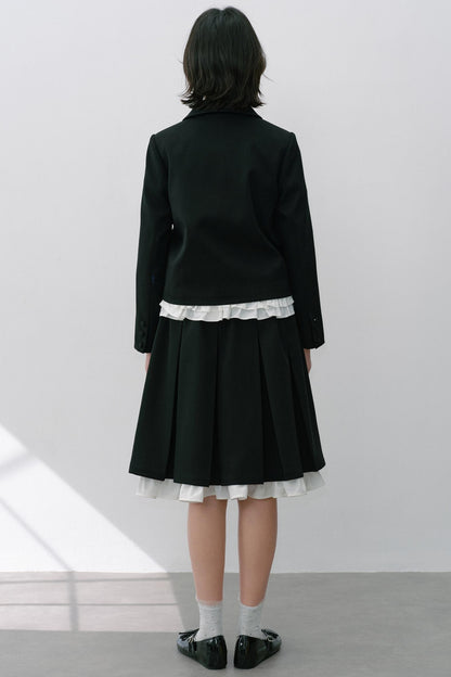 Elastic Pleated Skirt Suit Set-Up