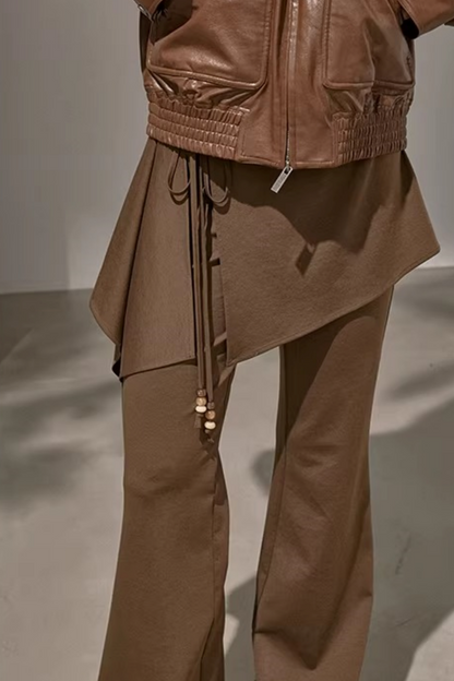 Patchwork Fleece-Lined Flared Pants