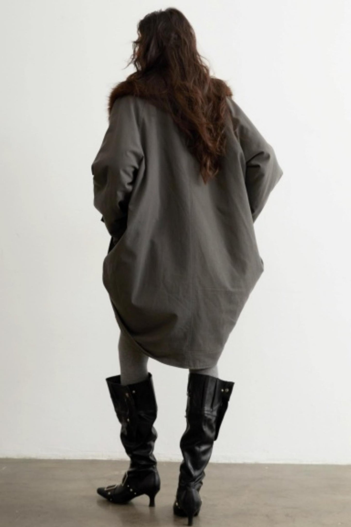 Retro Distressed Fur Collar Jacket Set-Up