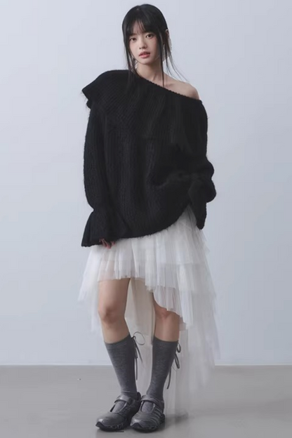 Fairy White Mesh Puffy Skirt