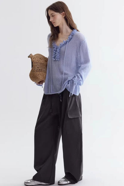 Ruffled Merino Wool Sweater