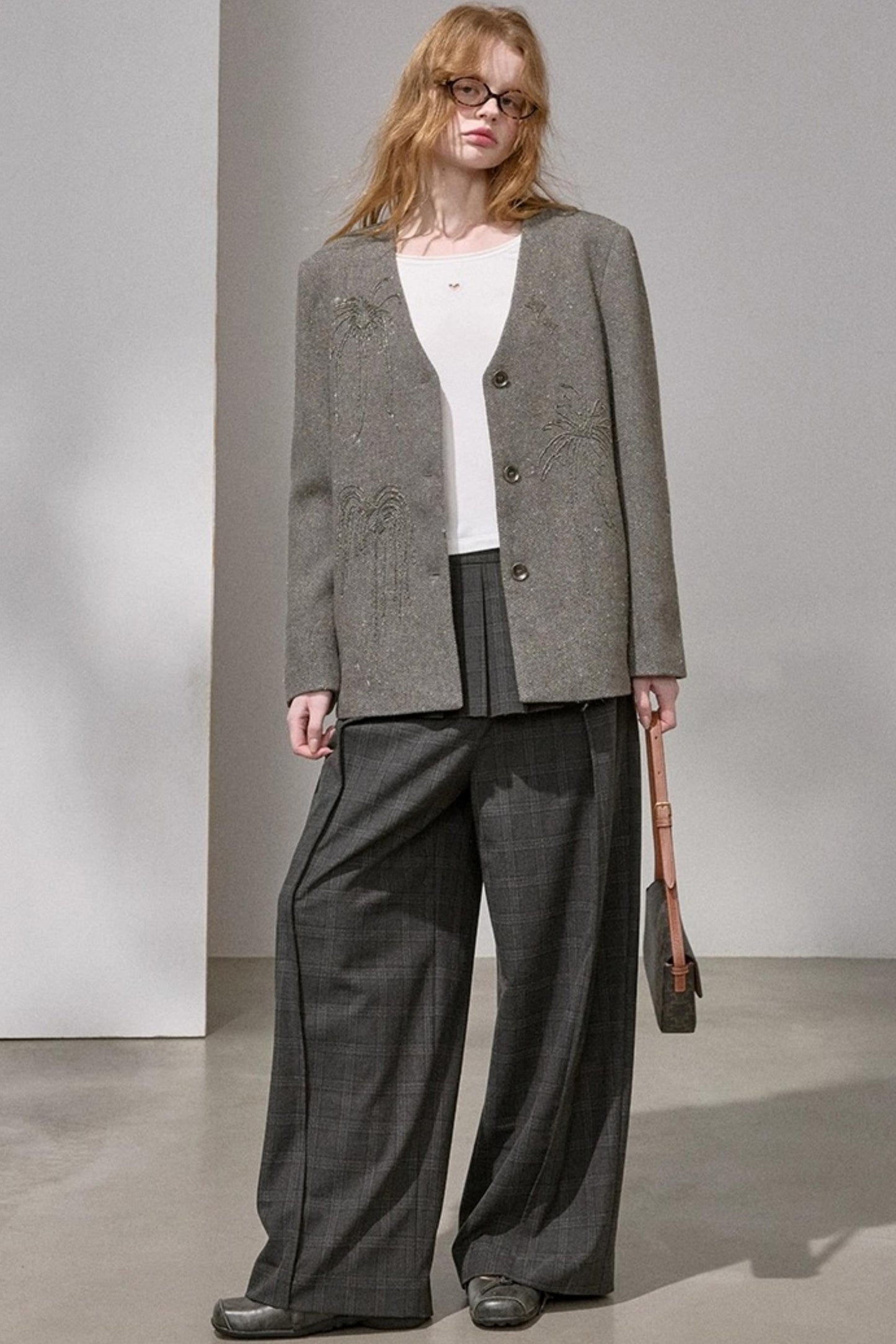 High-Density Beaded V-Neck Jacket