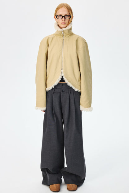 Three-Dimensional Pleated Slim Suit Pants