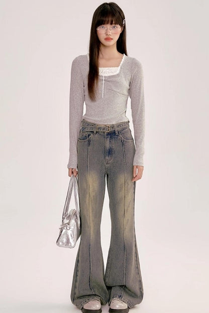 Retro High-waisted Flared Pants