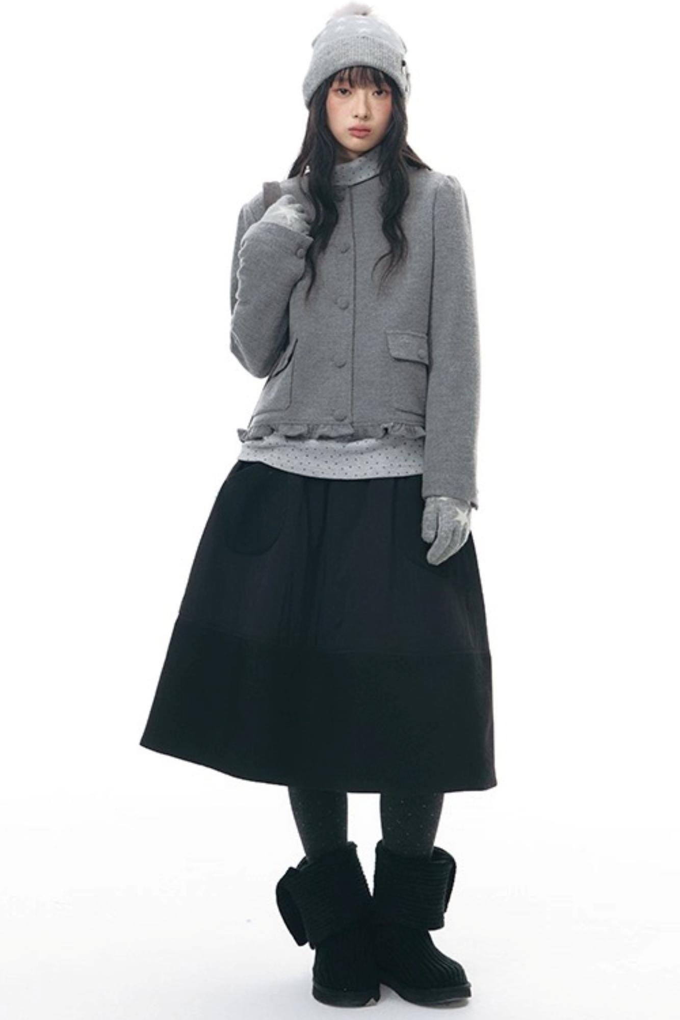 Textured Quilted A-Line Skirt