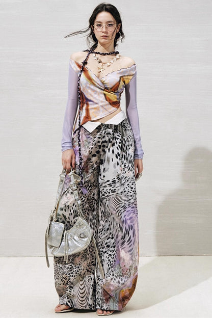 Garden Impression Leopard Print Pants