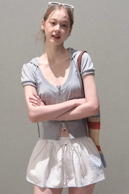 Color Block U-Neck Hooded Cardigan