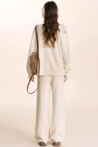 Romantic Lace Wool Sweater Set-Up