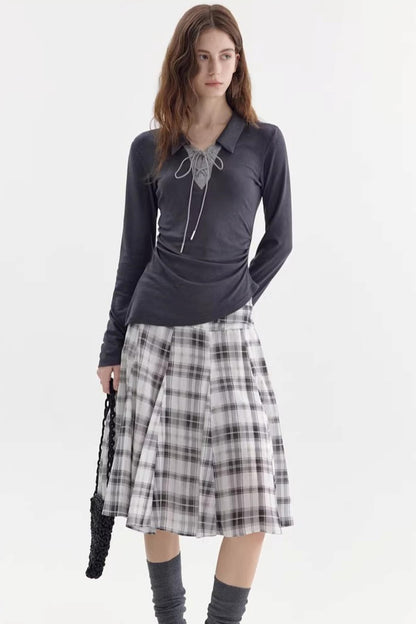 Color-Blocked Bow-Tie Polo Top