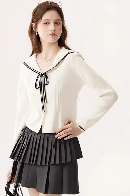 V-Neck Sailor Knit Top
