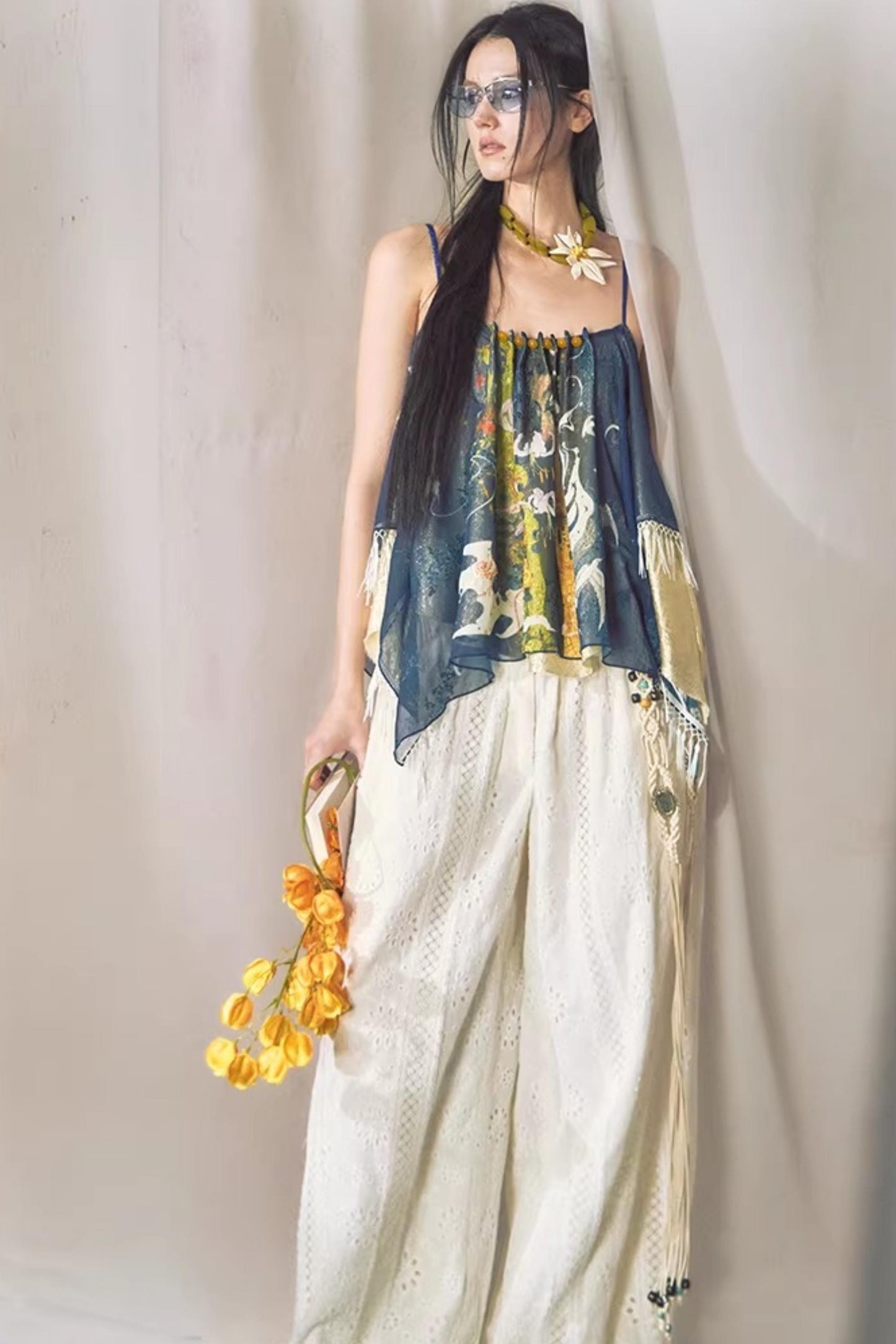 Hand-Painted Chiffon Camisole Top