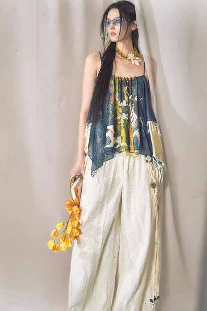 Hand-Painted Chiffon Camisole Top