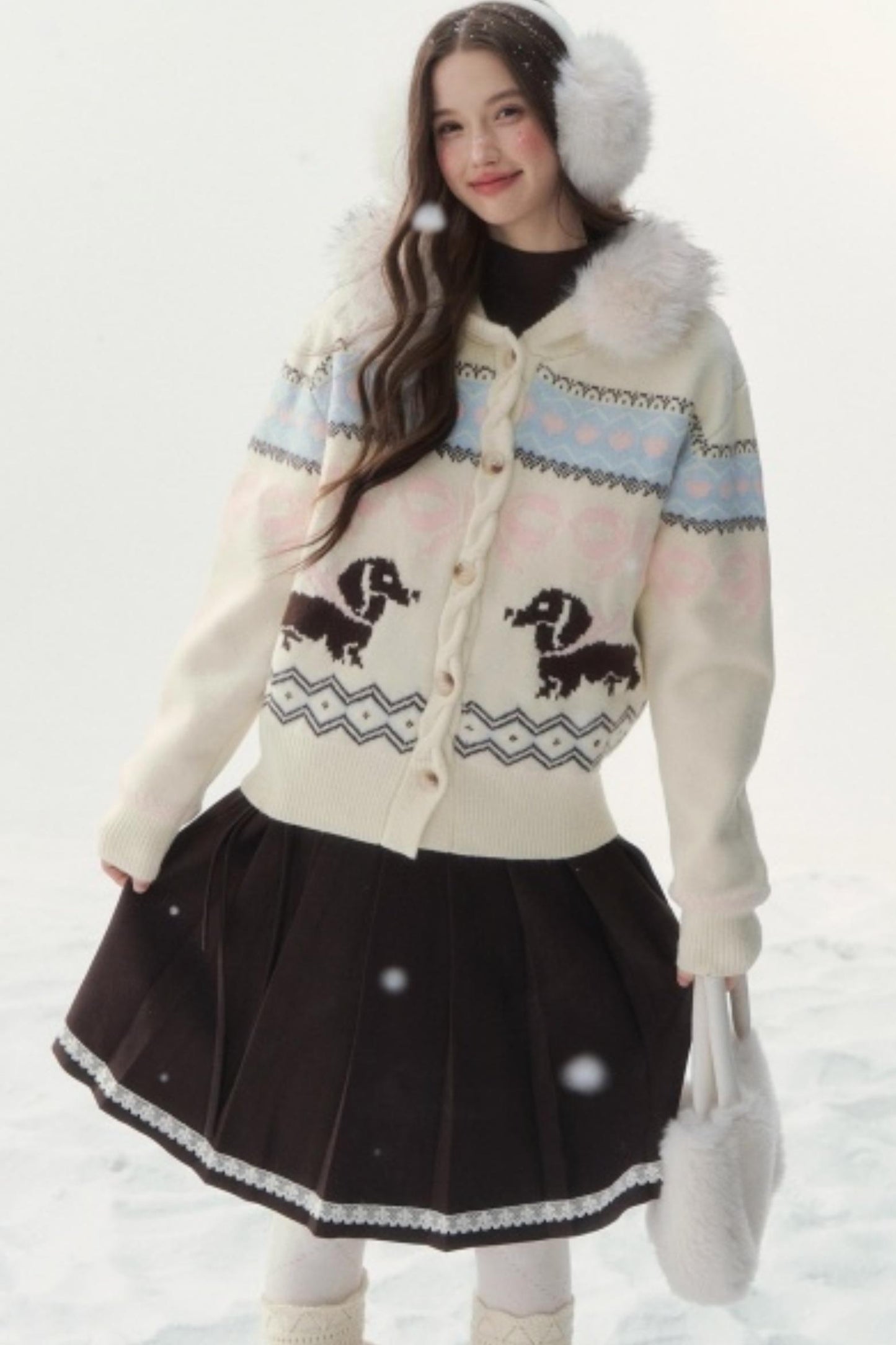 Retro Fair Isle Dachshund Sweater Jacket