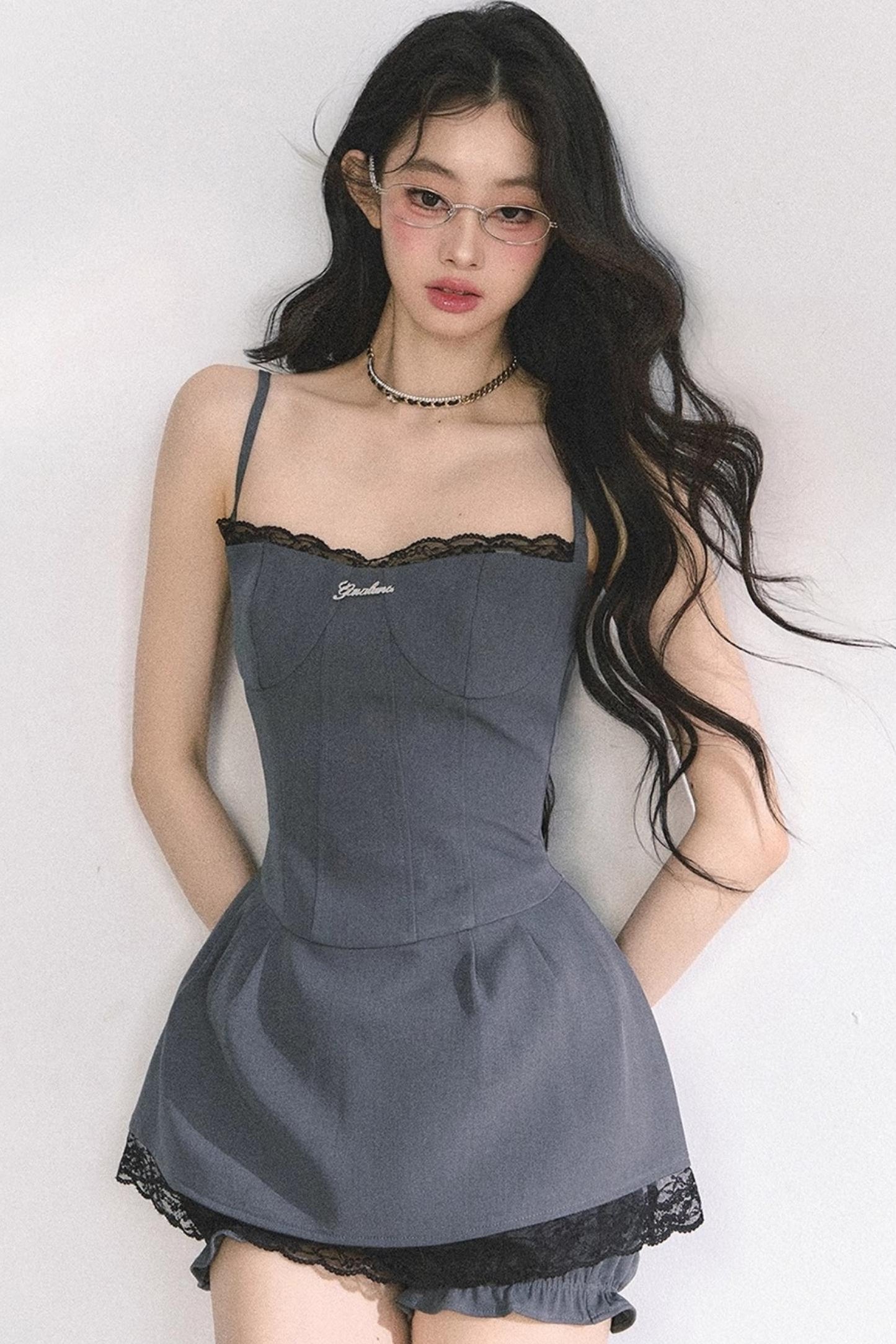 Summer Lace Halter Dress Set