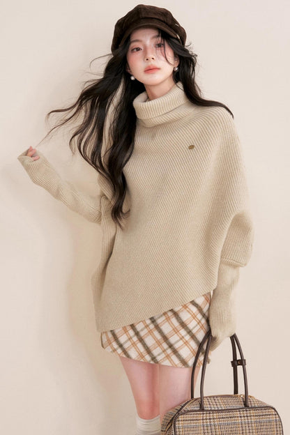Oatmeal Asymmetrical Cape Sweater