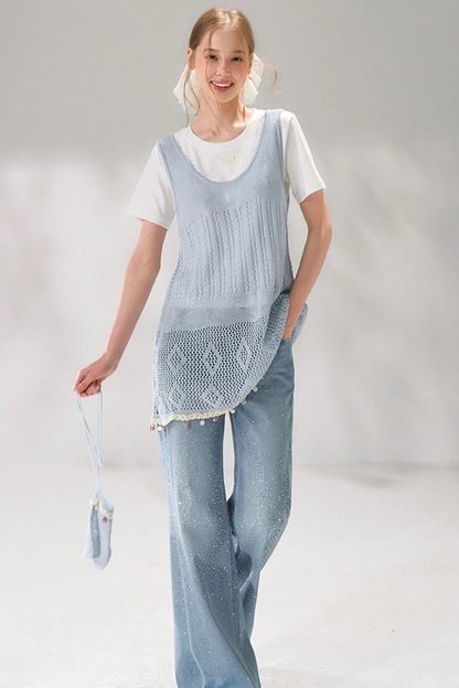 Shell Jacquard Knitted Vest Set
