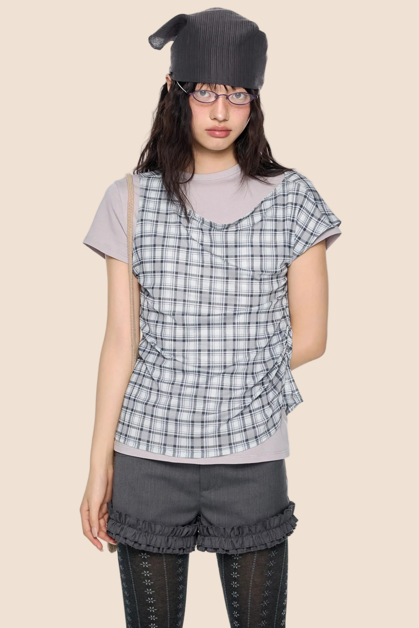 Plaid Layered Retro Top Set