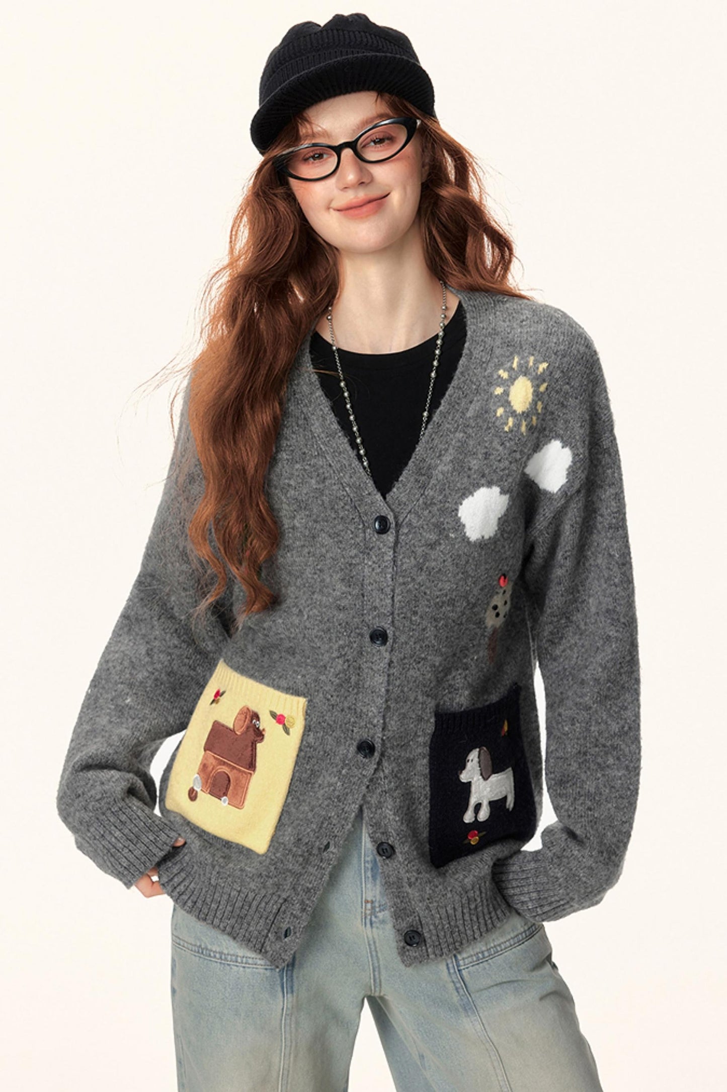 Jacquard V-Neck Cardigan Sweater
