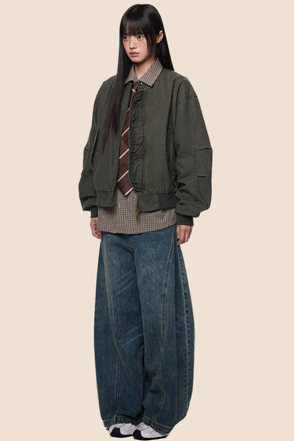 Vintage Distressed Baseball Jersey Jacket