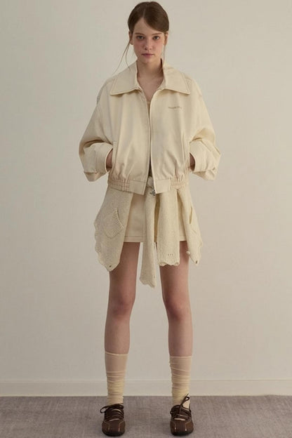 Embroidered A-line Duo Coat Skirt Set-Up