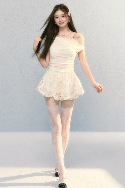 Summer Embroidered Lace Bloomer Skirt