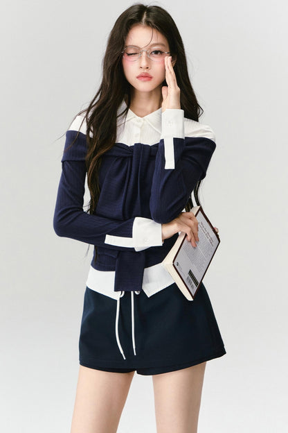 Slimming Knit Top With Skirt Set-Up