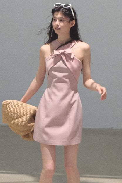 Cherry Melon Sleeveless Halterneck A-Line Dress