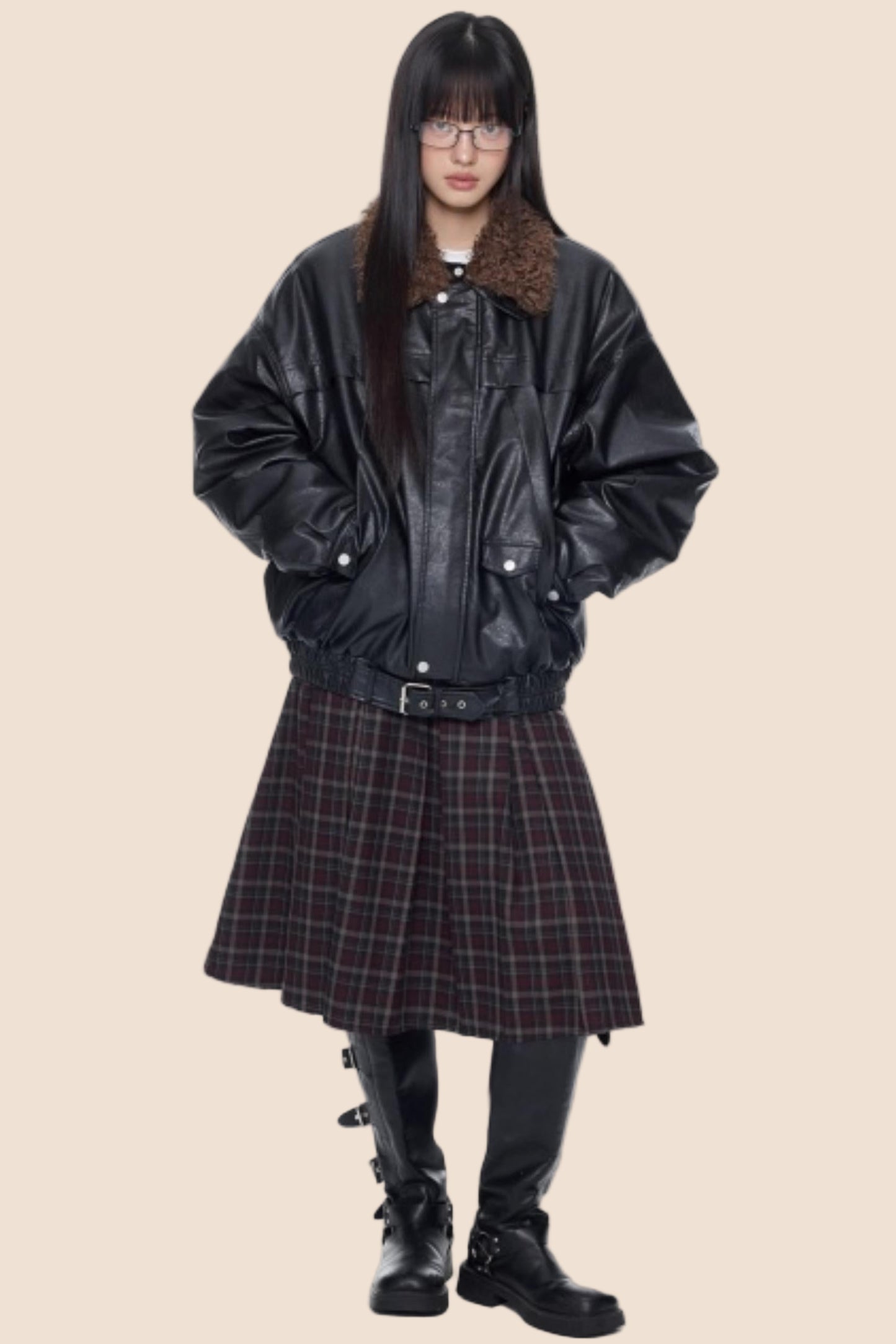 Fur Collar Leather Jacket