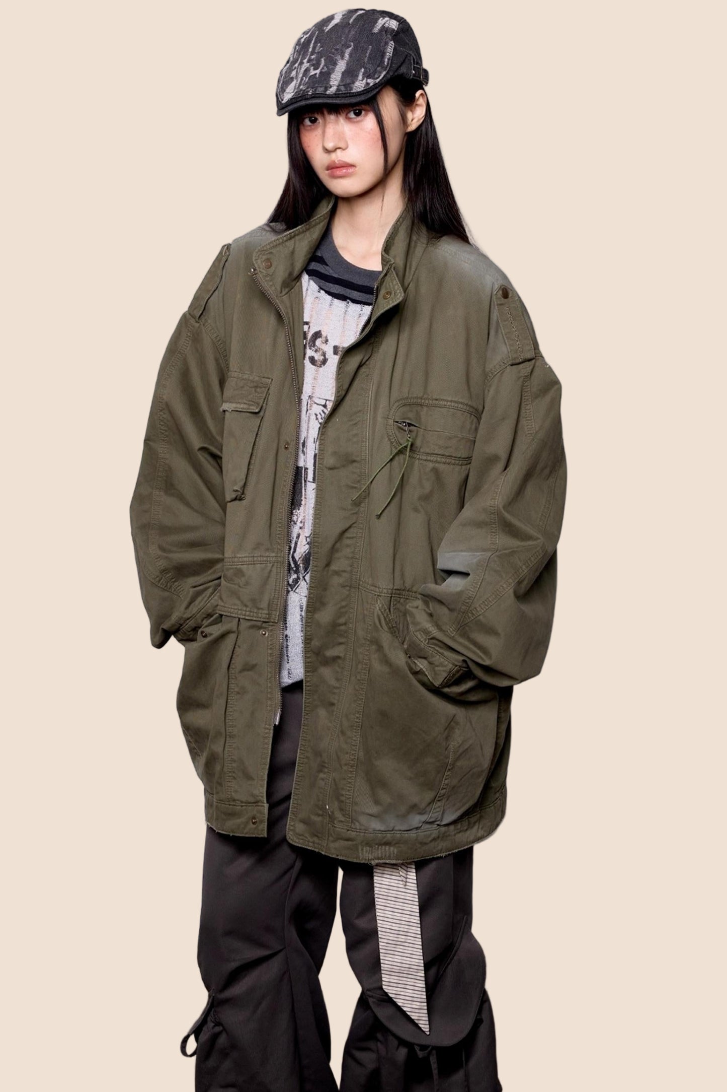 American Vintage Distressed Cargo Jacket