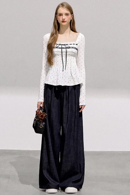 Cool Commuter Denim Wide-Leg Pants