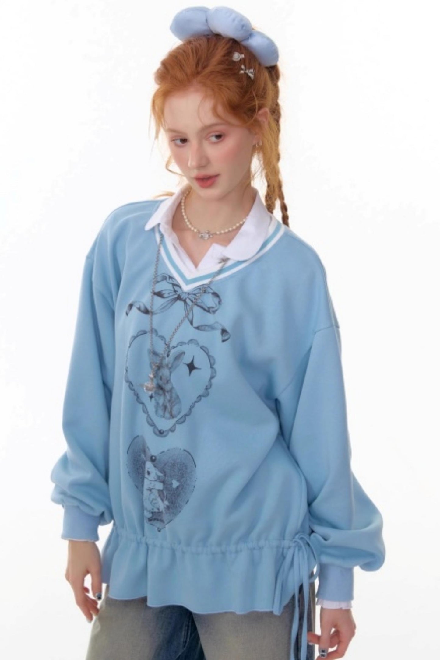 Retro Rabbit V-Neck Sweatshirt