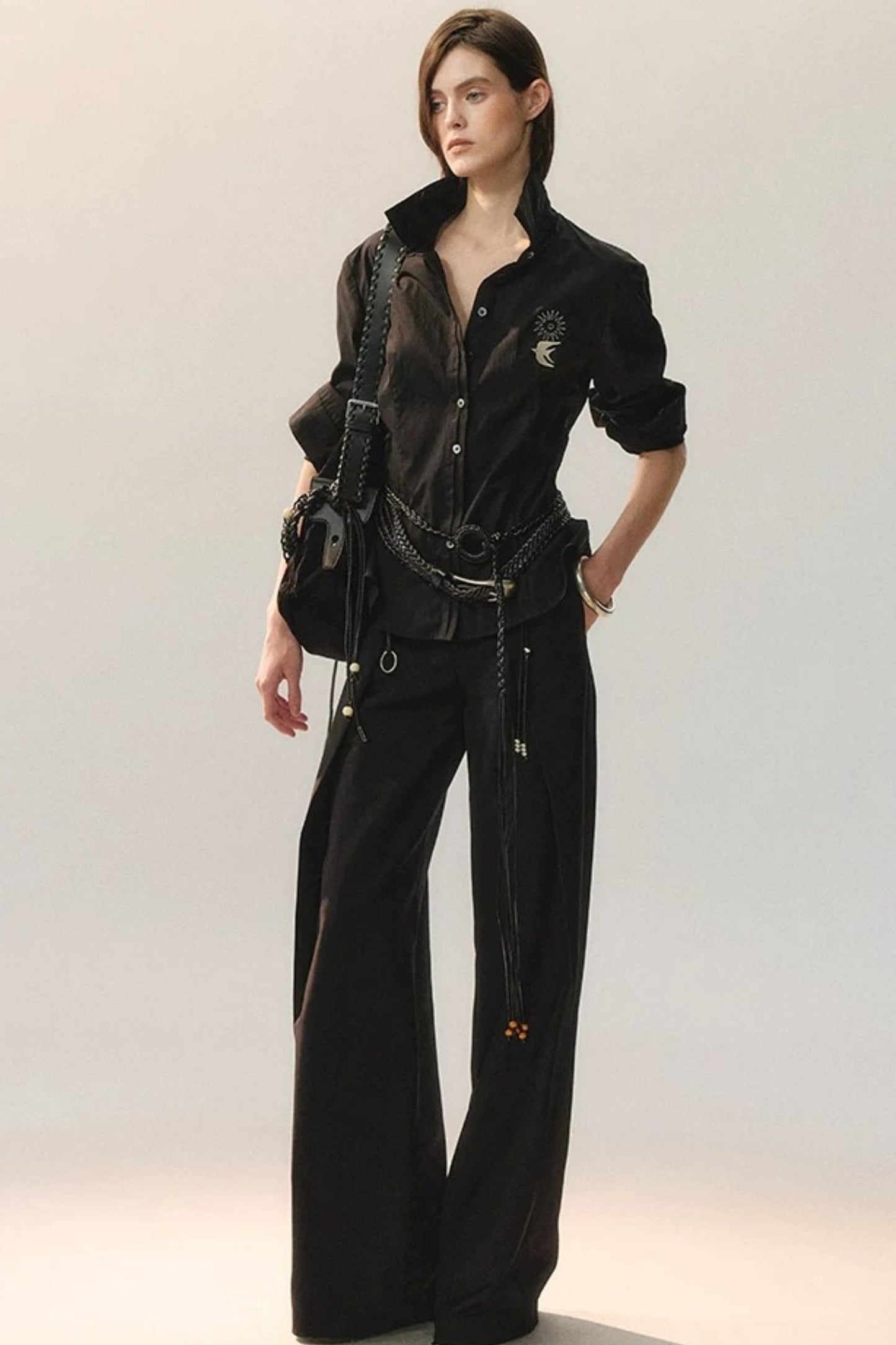 Bird Embroidery Lace Shirt