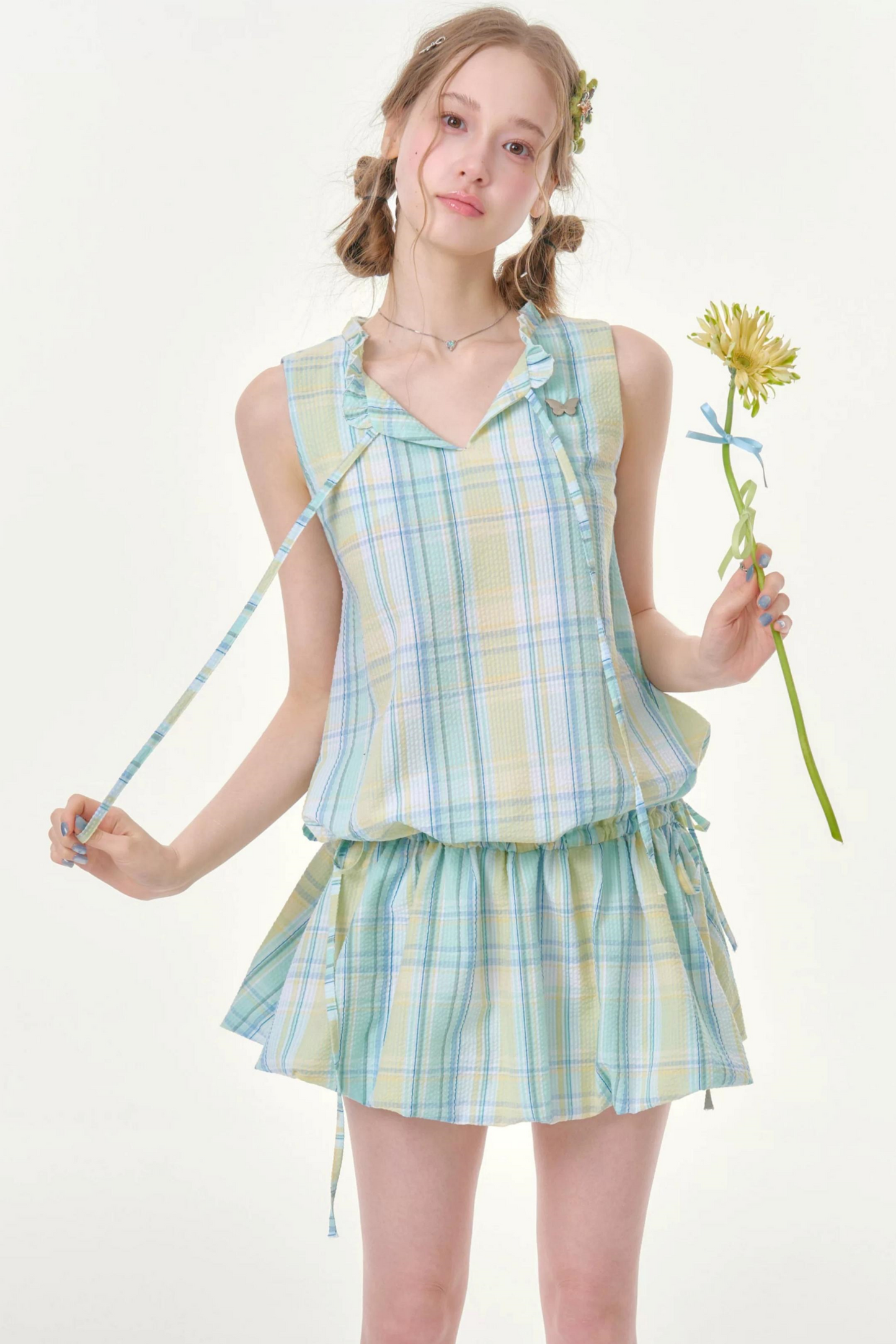 Mint Green Plaid Dress