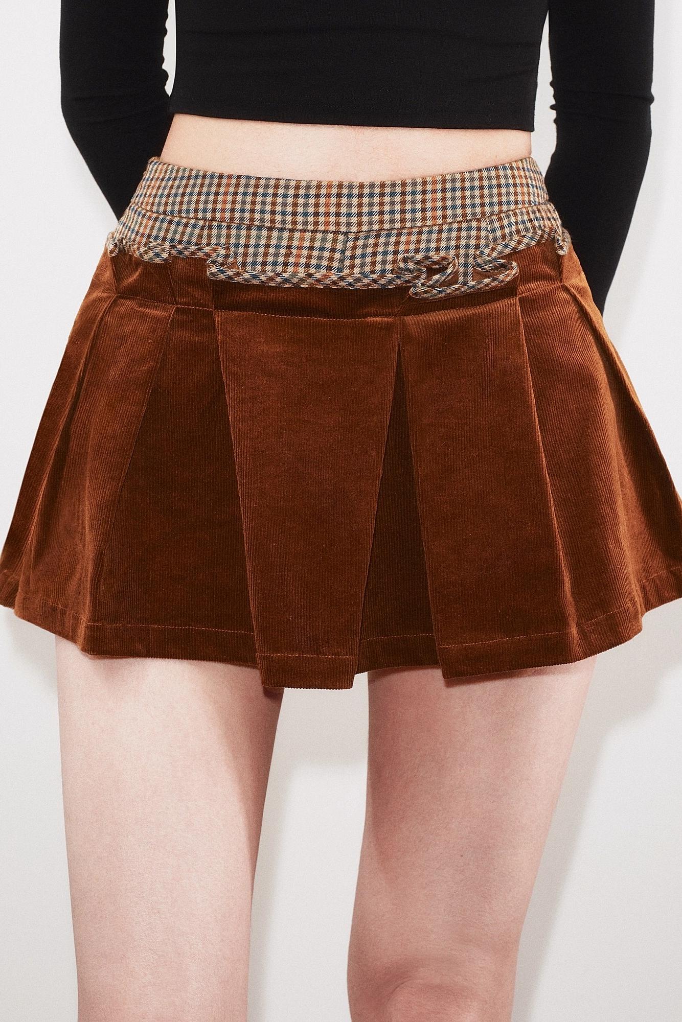 Irregular Folded Corduroy Skirt Set-Up