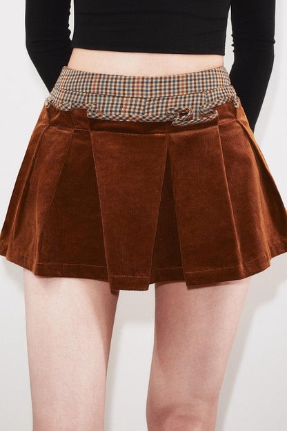 Irregular Folded Corduroy Skirt Set-Up