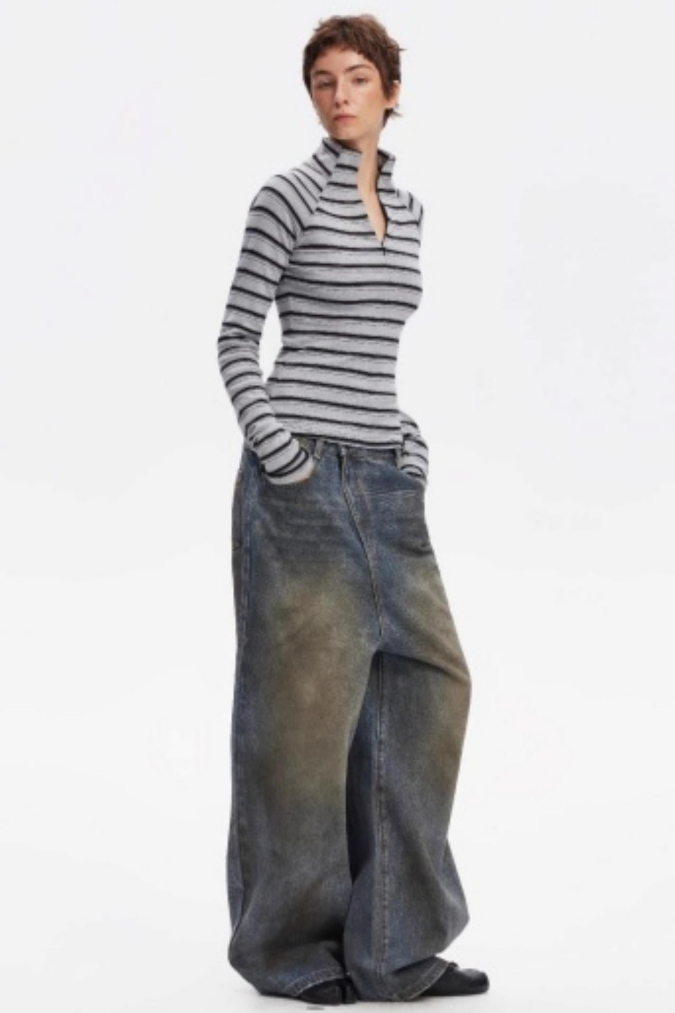 Vintage Striped Slim Knit Top