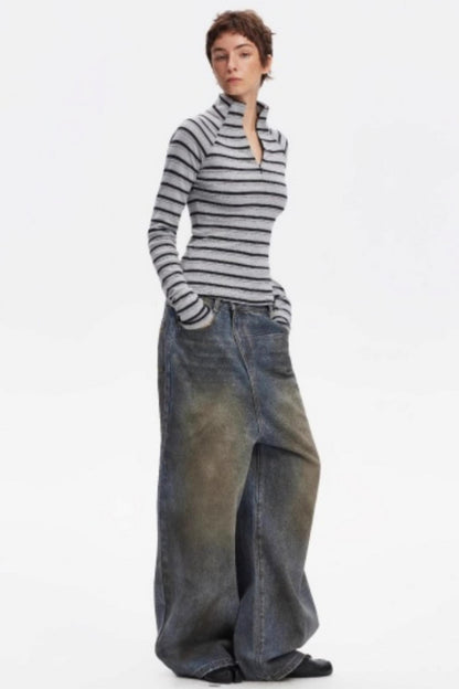 Vintage Striped Slim Knit Top