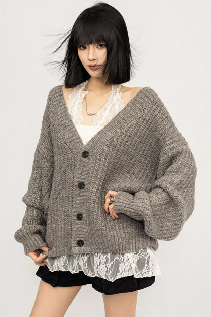 Winter Vintage V-Neck Knitted Cardigan