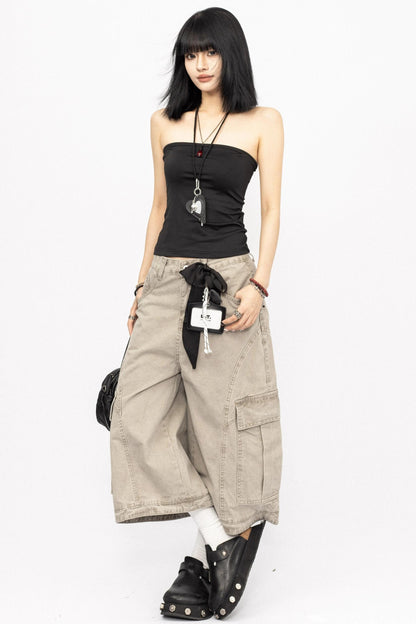 American Vintage Cargo Denim Cropped Pants