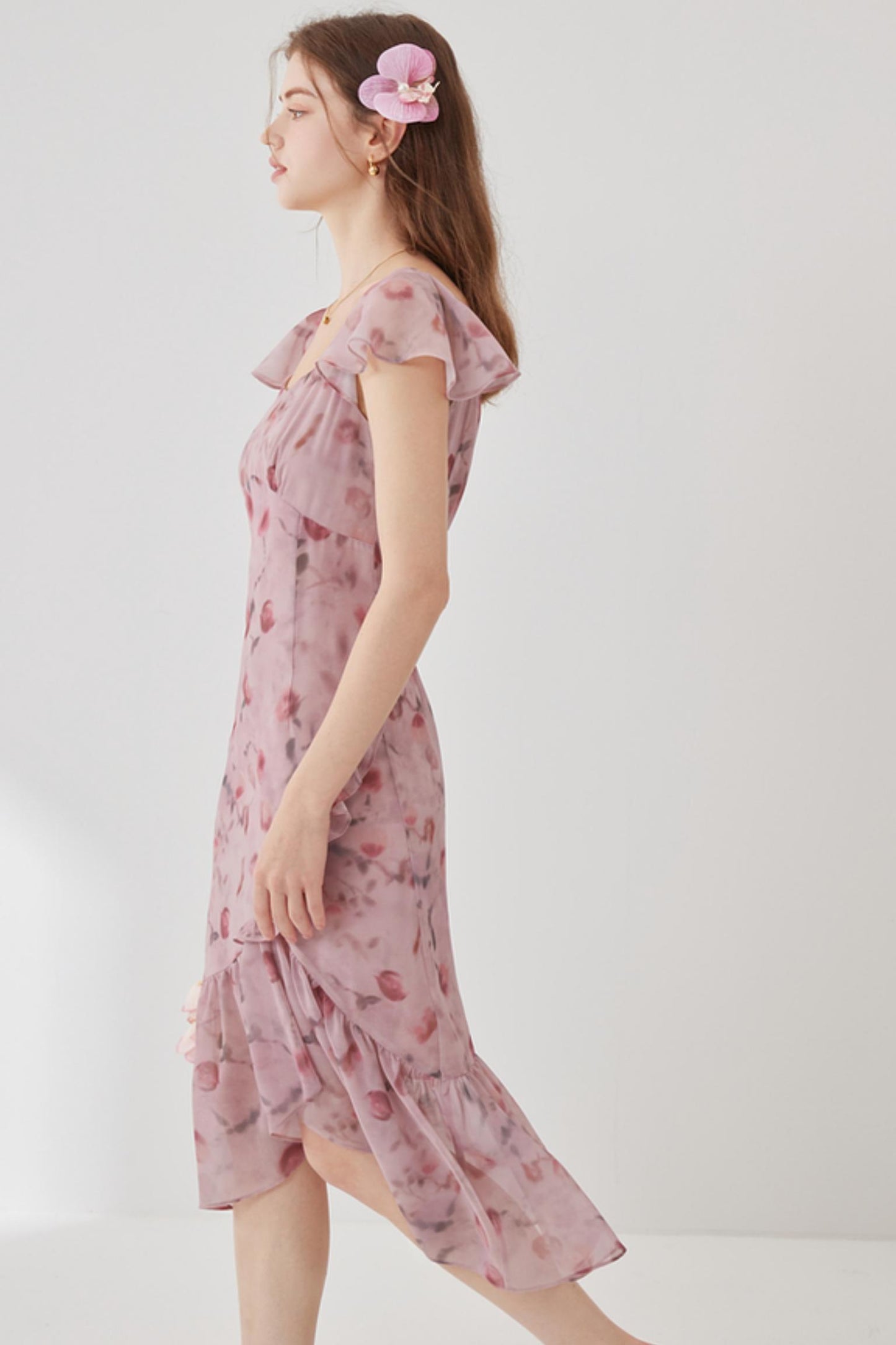 Pink Floral A-Line Dress