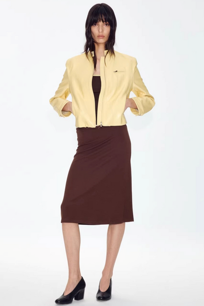 Retro Yellow Leather Jacket