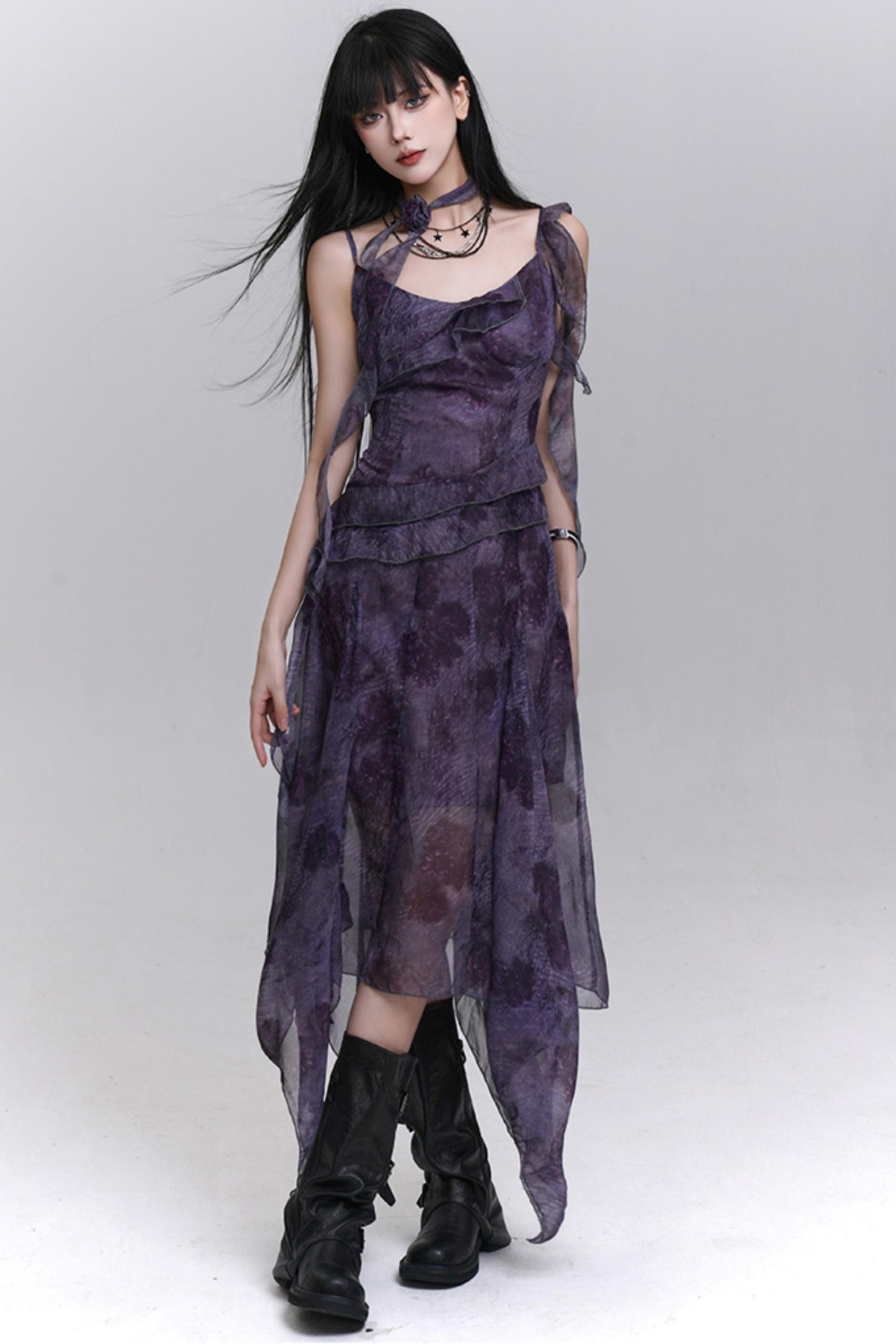 Purple Halter Summer Dress