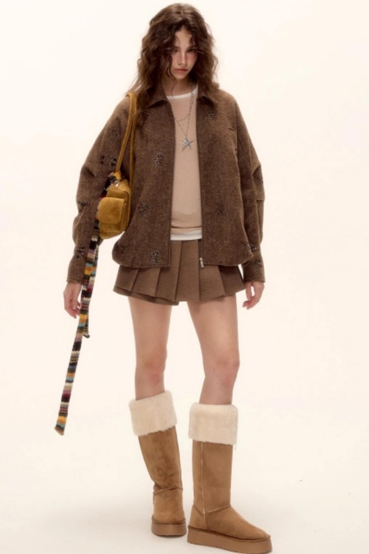 Mohair Pleated Culottes Skirt